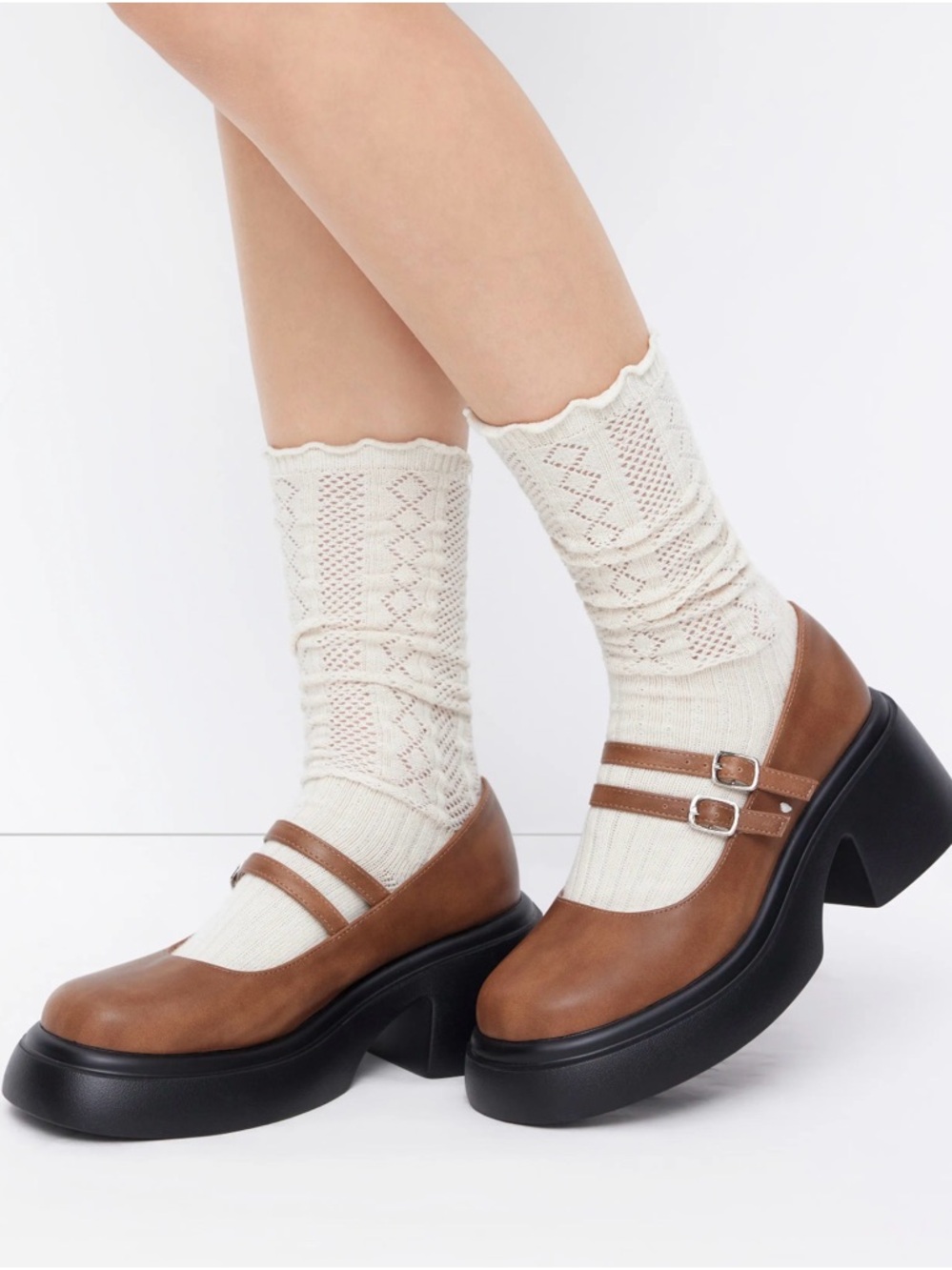 NWT! Women’s Brown Mary Jane Platform Shoes / Chunky Heeled Loafers